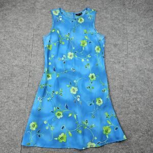 My Michelle Dress Womens 7/8 Blue Floral A-Line Shift Retro Mod 90s Colorful Y2K